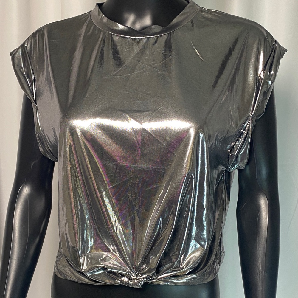 Metallic Silver Women's Crop Top
